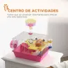 Jaula para Hámster con Cuenco Bebedero Rueda de Ejercicio Torre de Observación y Casita 34x27x25 cm Rosa - Ogal.Es