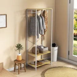 Perchero con Zapatero Perchero Entrada Recibidor con Riel Colgante y 2 Estantes de Almacenamiento 60x40x167,5 cm... - Ogal.Es