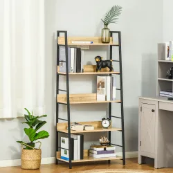 Estantería Librería de 5 Niveles Estantería de Salón Estantería para Libros con Marco de Metal 70x35x149,5 cm Na... - Ogal.Es