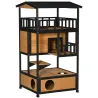 Caseta para Gatos de Madera 75,5x75x137 cm con Techo Asfáltico Plataformas para Interior y Exterior Natural - Ogal.Es