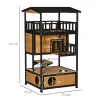 Caseta para Gatos de Madera 75,5x75x137 cm con Techo Asfáltico Plataformas para Interior y Exterior Natural - Ogal.Es