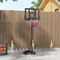 Canasta de Baloncesto para Exterior con Altura Ajustable 216-277 cm Ruedas y Base Rellenable Negro - Ogal.Es