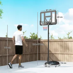 Canasta de Baloncesto para Exterior con Altura Ajustable 216-277 cm Ruedas y Base Rellenable Negro - Ogal.Es