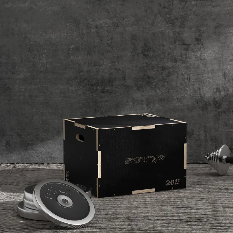 Cajón de Salto Pliométrico de Madera con Mangos Huecos Carga 120 kg para Casa Oficina Gimnasia 61x51x41 cm Negro - Ogal.Es