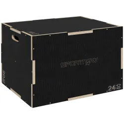 Cajón de Salto Pliométrico de Madera con Mangos Huecos Carga 120 kg para Casa Oficina Gimnasia 61x51x41 cm Negro - Ogal.Es