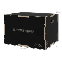 Cajón de Salto Pliométrico de Madera con Mangos Huecos Carga 120 kg para Casa Oficina Gimnasia 61x51x41 cm Negro - Ogal.Es