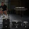 Cajón de Salto Pliométrico de Madera con Mangos Huecos Carga 120 kg para Casa Oficina Gimnasia 61x51x41 cm Negro - Ogal.Es