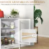 Aparador para Comedor Mueble Auxiliar con Puertas de Rejilla Metálica y Estantes Ajustable 80x37x92 cm Blanco - Ogal.Es