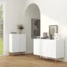 Aparador de Entrada con 3 Puertas y Estantes Ajustables para Cocina Sala 120x40x75 cm Blanco Brillante - Ogal.Es