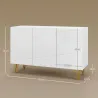 Aparador de Entrada con 3 Puertas y Estantes Ajustables para Cocina Sala 120x40x75 cm Blanco Brillante - Ogal.Es