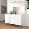 Aparador de Entrada con 3 Puertas y Estantes Ajustables para Cocina Sala 120x40x75 cm Blanco Brillante - Ogal.Es