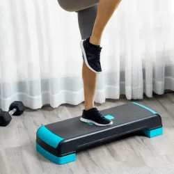 Plataforma Step para Deporte y Gimnasia con Altura Regulable en 10/15/20 cm Carga 150 kg 78x28x20 cm Azul y Negro - Ogal.Es