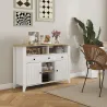 Aparador de Cocina Mesa para Televisores de 50 Pulgadas con 3 Cajones 2 Puertas 120x38x81,5 cm Blanco - Ogal.Es