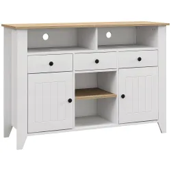 Aparador de Cocina Mesa para Televisores de 50 Pulgadas con 3 Cajones 2 Puertas 120x38x81,5 cm Blanco - Ogal.Es