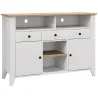 Aparador de Cocina Mesa para Televisores de 50 Pulgadas con 3 Cajones 2 Puertas 120x38x81,5 cm Blanco - Ogal.Es