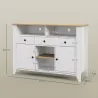 Aparador de Cocina Mesa para Televisores de 50 Pulgadas con 3 Cajones 2 Puertas 120x38x81,5 cm Blanco - Ogal.Es