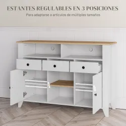 Aparador de Cocina Mesa para Televisores de 50 Pulgadas con 3 Cajones 2 Puertas 120x38x81,5 cm Blanco - Ogal.Es