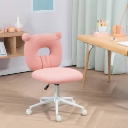 Silla Infantil de Borreguito con Asiento Ajustable en Altura y Respaldo en Forma de Oso Carga 120 kg Rosa - Ogal.Es