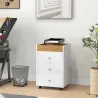 Cajonera de Oficina con 4 Ruedas 3 Cajones y 1 Bandeja Extraíble Carga 30 kg 43x40x66,5 cm Blanco y Natural - Ogal.Es