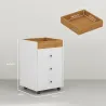 Cajonera de Oficina con 4 Ruedas 3 Cajones y 1 Bandeja Extraíble Carga 30 kg 43x40x66,5 cm Blanco y Natural - Ogal.Es