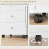 Cajonera de Oficina con 4 Ruedas 3 Cajones y 1 Bandeja Extraíble Carga 30 kg 43x40x66,5 cm Blanco y Natural - Ogal.Es