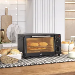 Mini Horno Eléctrico 9L Horno Eléctrico Sobremesa 750W con Temperatura Ajustable Temporizador 35x24,6x20 cm Negro - Ogal.Es