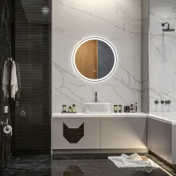 Espejo para Baño Redondo Ø60 cm con Luces LED Ajustable Antivaho Función de Memoria e Interruptor Táctil Plata - Ogal.Es