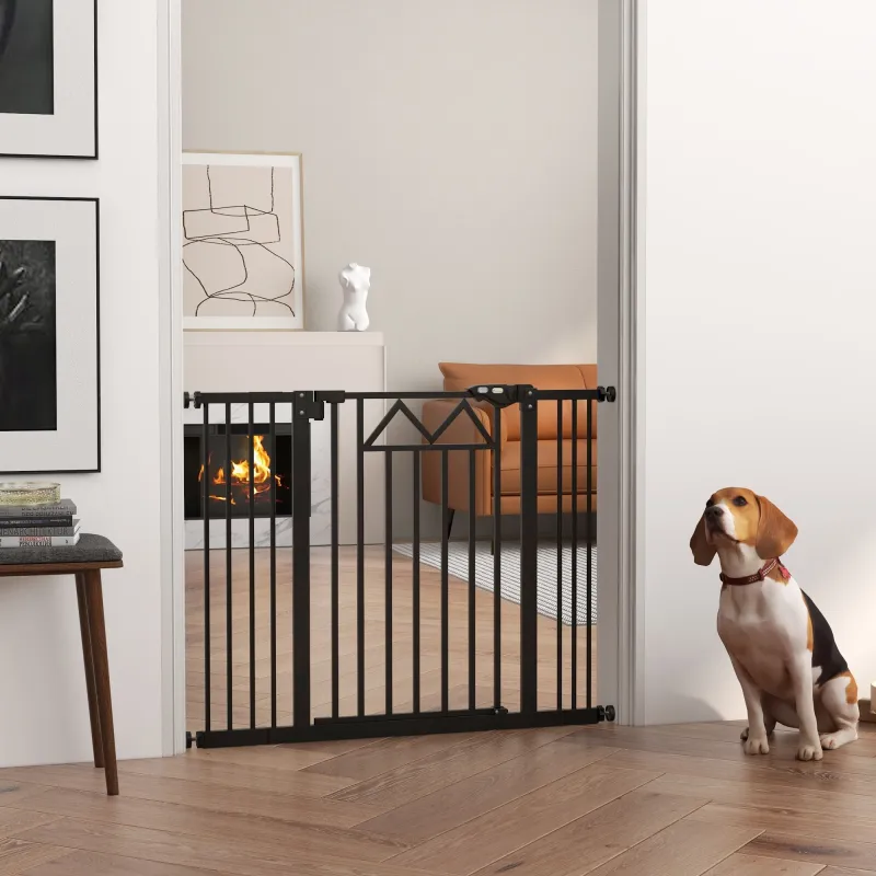 Barrera para Mascotas Extensible con Cierre Automático y Sistema de Doble Bloqueo 74-100x76 cm Negro - Ogal.Es