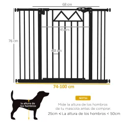 Barrera para Mascotas Extensible con Cierre Automático y Sistema de Doble Bloqueo 74-100x76 cm Negro - Ogal.Es