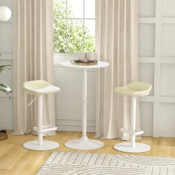 Mesa Alta de Bar Redonda Mesa de Cocina Moderna con Encimera Laminada y Marco de Acero para 2 Personas Ø60x102 c... - Ogal.Es