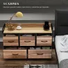 Cajonera de Tela con 5 Cajones y Marco Metálico Estilo Industrial para Salón Recibidor 98x29x63 cm Roble - Ogal.Es