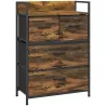 Cajonera de Tela con 4 Cajones Plegables y Marco de Acero Estilo Industrial para Salón 60x29x85 cm Marrón Rústico - Ogal.Es