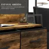 Cajonera de Tela con 4 Cajones Plegables y Marco de Acero Estilo Industrial para Salón 60x29x85 cm Marrón Rústico - Ogal.Es