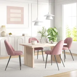 Pack de 4 Sillas de Comedor Modernas Sillas de Cocina Tapizada en Terciopelo con Respaldo Alto 50x56x83 cm Rosa ... - Ogal.Es