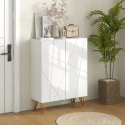 Armario Zapatero con Estantes Ajustables Bisagras de Cierre Suave para 15-20 Pares de Zapatos 72x31,5x95 cm Blanco - Ogal.Es