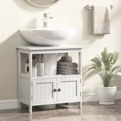 Mueble para Debajo del Lavabo con 2 Puertas y Estante Abierto Mueble para Lavabo con Pie 60x30x60 cm Blanco - Ogal.Es