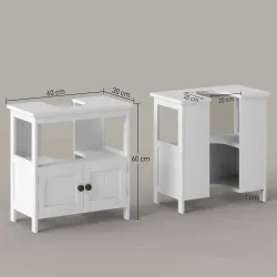 Mueble para Debajo del Lavabo con 2 Puertas y Estante Abierto Mueble para Lavabo con Pie 60x30x60 cm Blanco - Ogal.Es