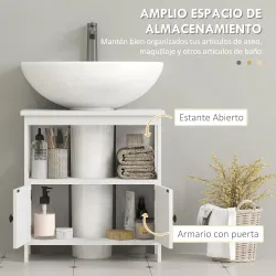Mueble para Debajo del Lavabo con 2 Puertas y Estante Abierto Mueble para Lavabo con Pie 60x30x60 cm Blanco - Ogal.Es