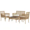 Juego de 4 Piezas Muebles de Terraza con 1 Sofá de 2 Plazas 2 Sillones y 1 Mesa de Centro con Encimera de Crista... - Ogal.Es