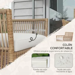 Juego de 4 Piezas Muebles de Terraza con 1 Sofá de 2 Plazas 2 Sillones y 1 Mesa de Centro con Encimera de Crista... - Ogal.Es