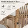 Juego de 4 Piezas Muebles de Terraza con 1 Sofá de 2 Plazas 2 Sillones y 1 Mesa de Centro con Encimera de Crista... - Ogal.Es