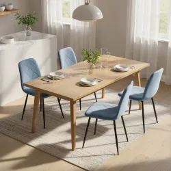 Juego de 4 Sillas de Comedor Tapizadas en Terciopelo con Patas de Acero para Salón 45x54x87 cm Azul Claro - Ogal.Es