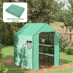 Cubierta de Repuesto de Invernadero 140x143x190 cm con Ventana Puerta con Cremallera Anti-UV Protección de Plant... - Ogal.Es