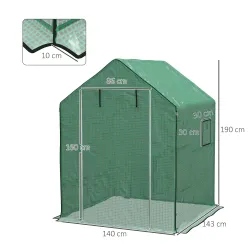 Cubierta de Repuesto de Invernadero 140x143x190 cm con Ventana Puerta con Cremallera Anti-UV Protección de Plant... - Ogal.Es
