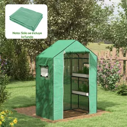 Cubierta de Repuesto de Invernadero 140x73x190 cm con Ventana Puerta con Cremallera Anti-UV Protección de Planta... - Ogal.Es