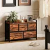 Cajonera de Tela con 5 Cajones y Marco Metálico Estilo Industrial para Salón Recibidor 98x29x63 cm Marrón Rústico - Ogal.Es