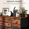 Cajonera de Tela con 5 Cajones y Marco Metálico Estilo Industrial para Salón Recibidor 98x29x63 cm Marrón Rústico - Ogal.Es
