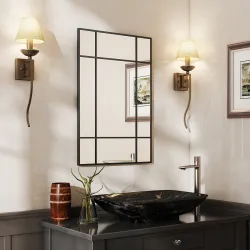 Espejo Rectangular de Pared Espejo de Ventana 90x60 cm con Marco de Metal Espejo Decorativo para Salón Dormitori... - Ogal.Es