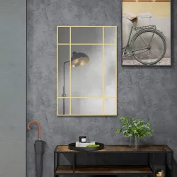 Espejo Rectangular de Pared Espejo de Ventana 90x60 cm con Marco de Metal Espejo Decorativo para Salón Dormitori... - Ogal.Es