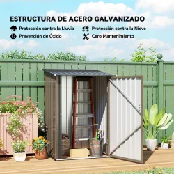 Caseta de Jardín Metálica 0,92 m² 100x103x160 cm con 1 Puerta y Cerradura para Almacenamiento de Herramientas Ma... - Ogal.Es